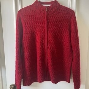 Karen Scott Red Cable Knit Cardigan